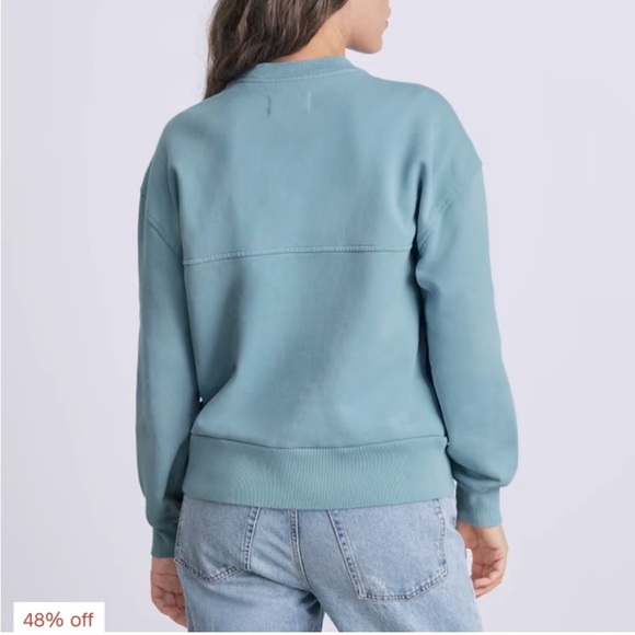 Everlane The Organic Cotton Track Oversized Crew Sweatshirt in blue size medium - Picture 3 of 11